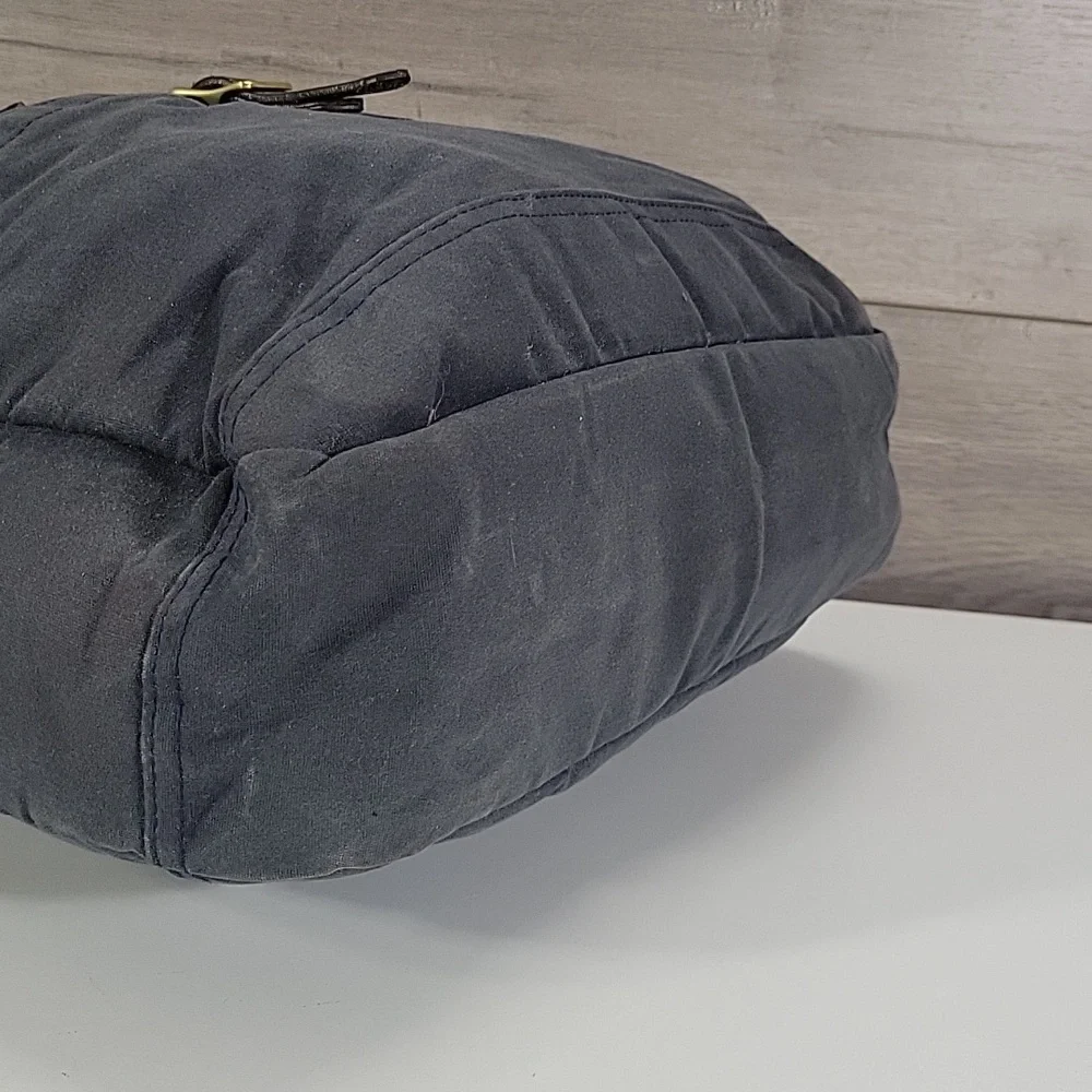 Men's JCrew Waxed Canvas Bag in Blue with Brown Leather Trim Messenger Bag